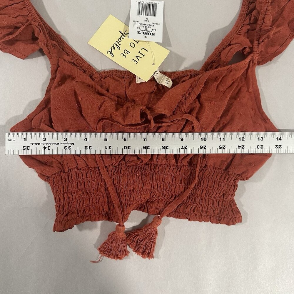 NWT Lot of 2 Babydoll Top Crop Women M Cotton‎ Blend Smocked Boho Peasant - Picture 9 of 11